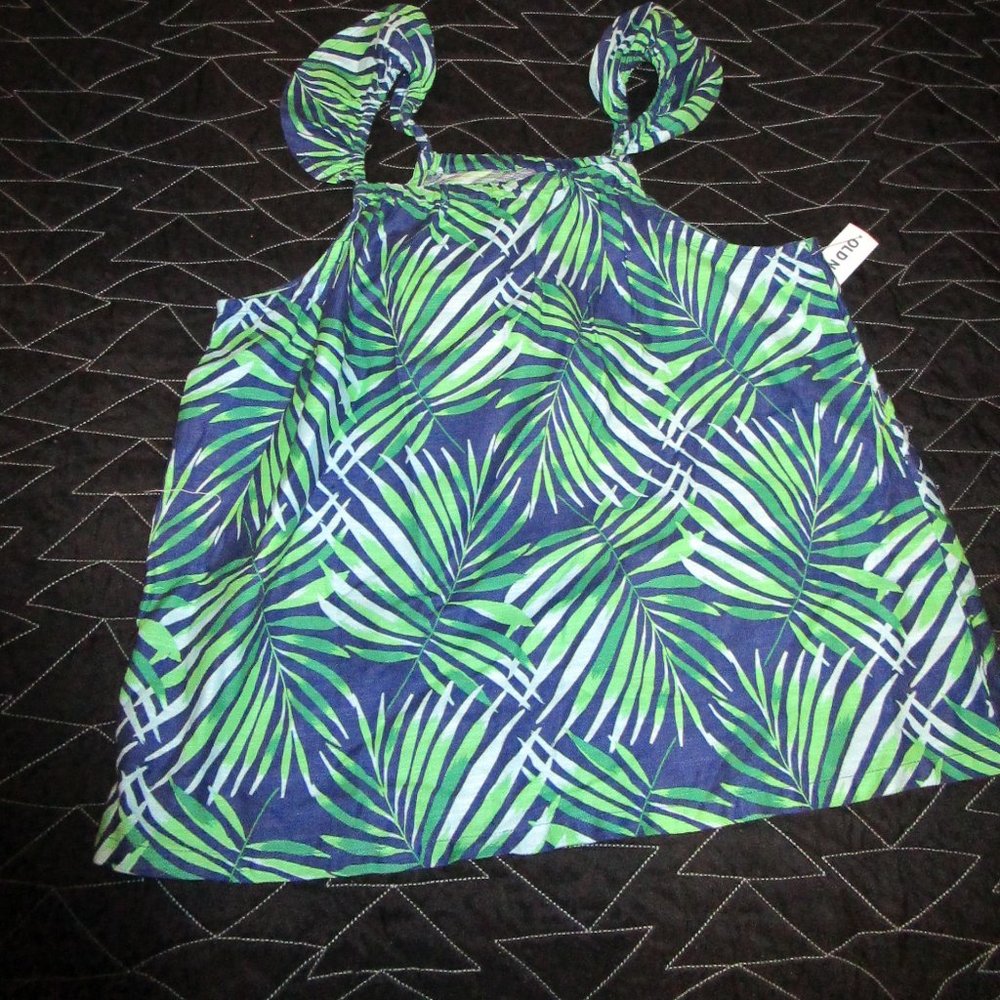 NEW NWT OLD NAVY XL 14 GIRLS LEAF PRINT RUFFLE STRAP SHIRT